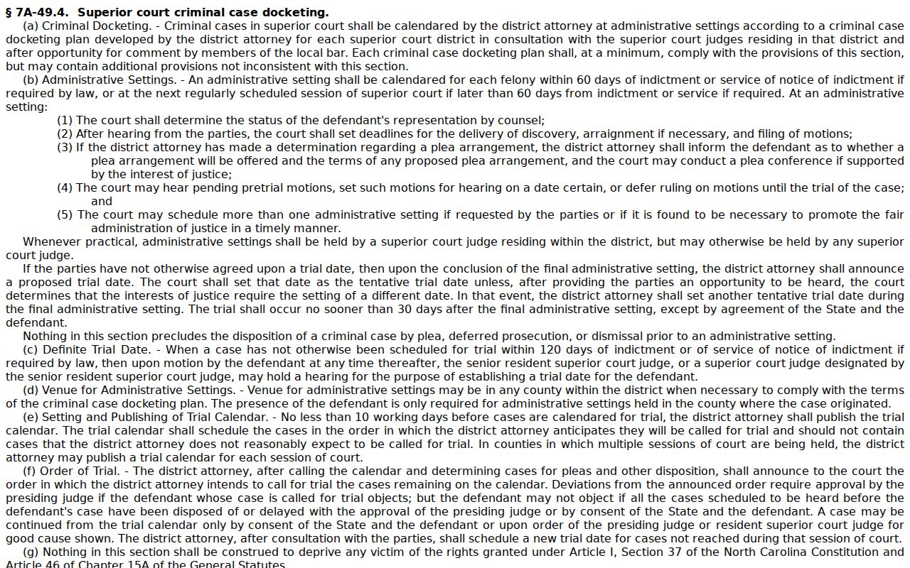G.S. 7A-49.4 docket-management text used in Madison County civil context