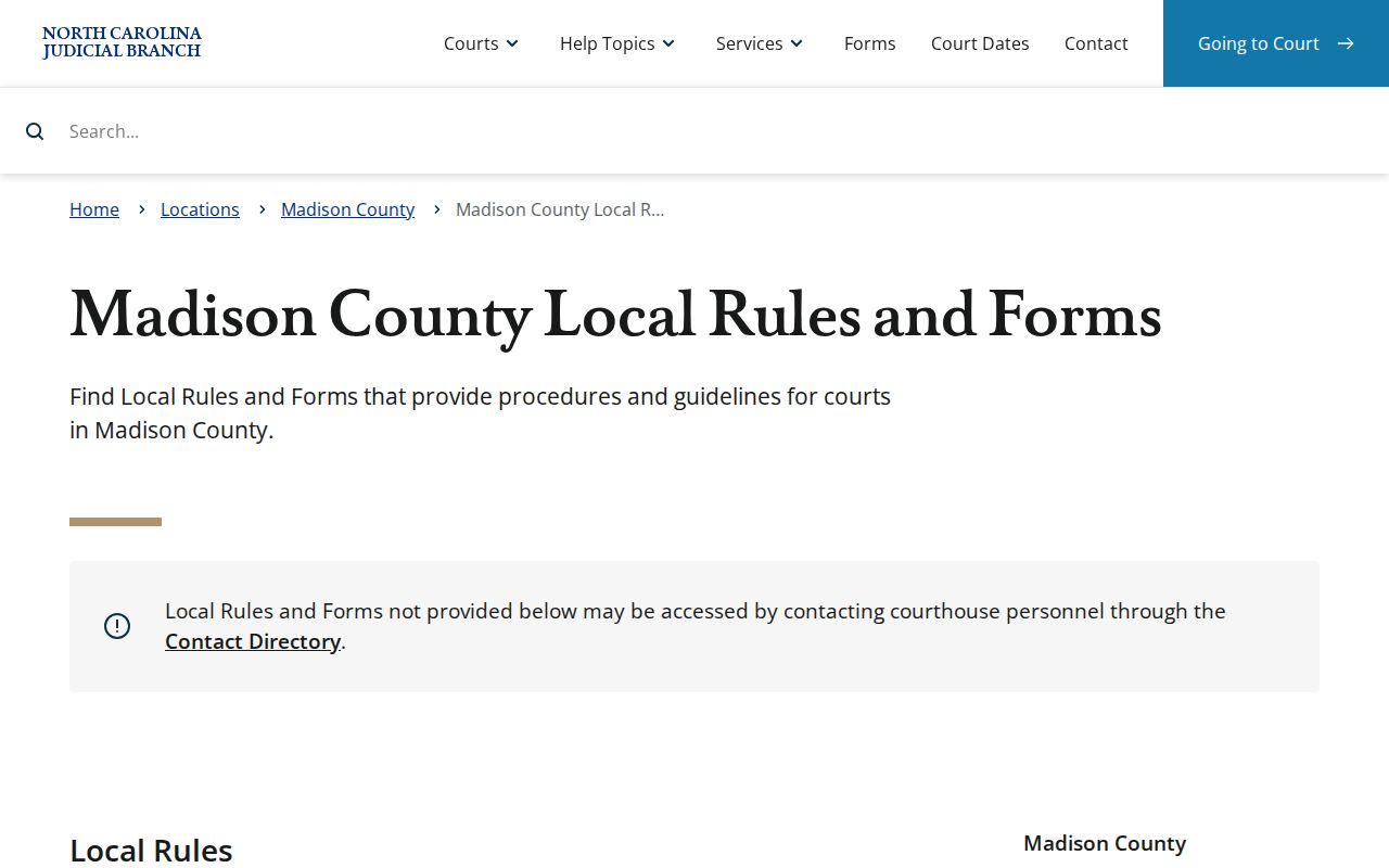 Madison County civil docket local rules and forms page