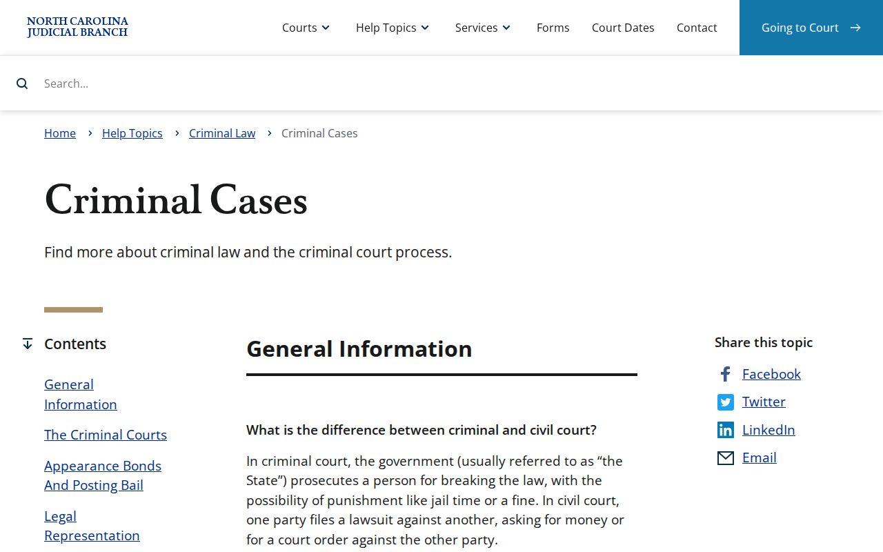 North Carolina criminal case process information used for Madison County dockets