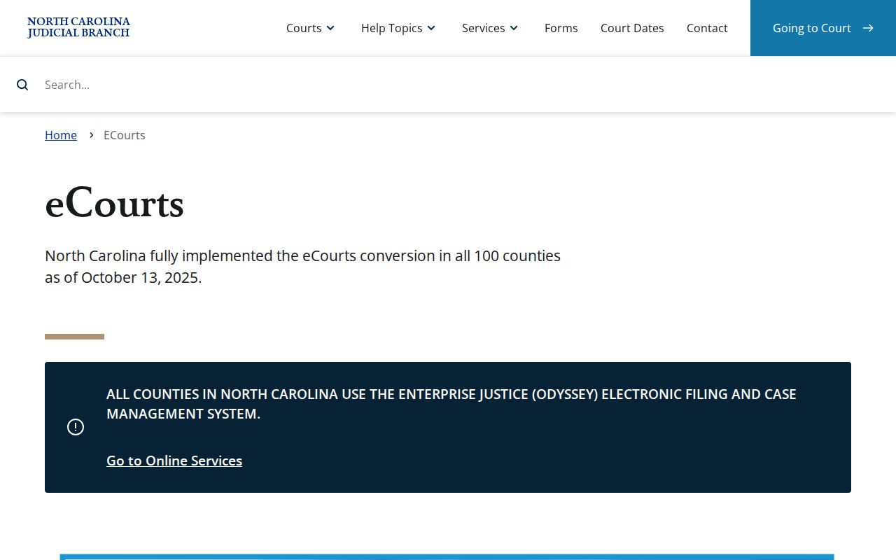 Madison County court docket access through North Carolina eCourts