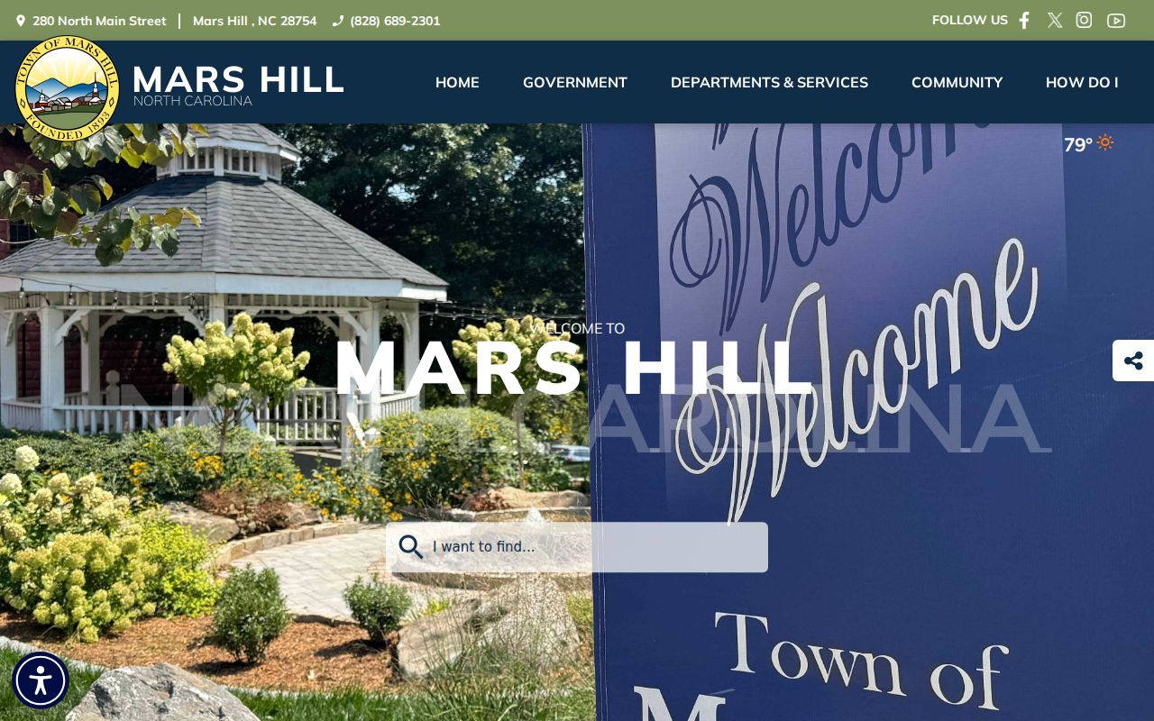 Mars Hill court docket civic context at Mars Hill Town Hall in Madison County