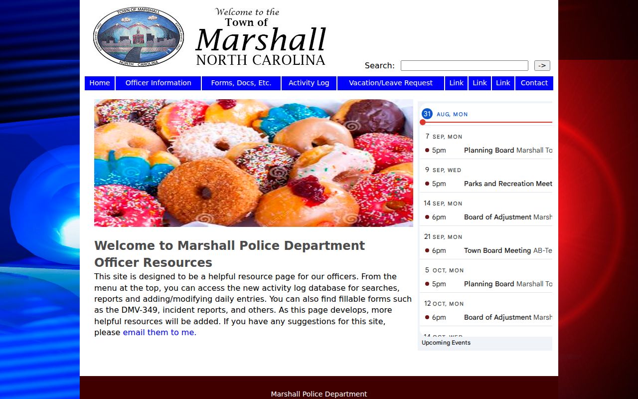 Marshall court docket enforcement context from the Town of Marshall Police Department