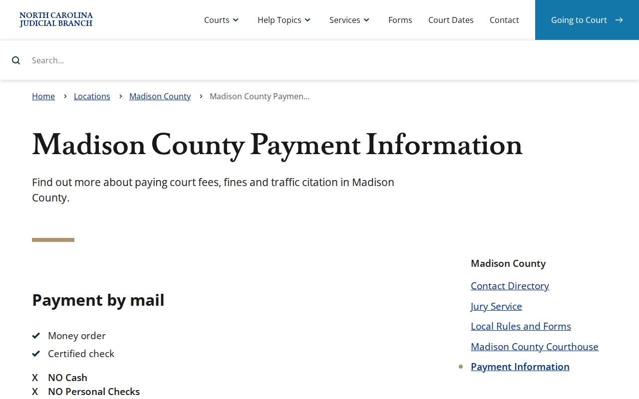 Madison County traffic court payment information page